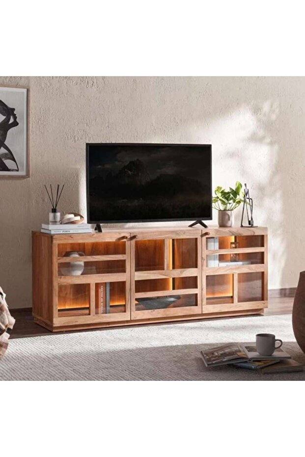 Mirage Tv Unit With 3 Door Veneer - Natural