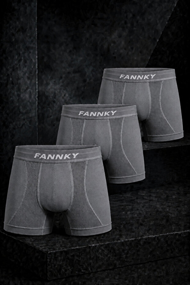 Men's Comfortable Flexible Seamless 3-Piece Gray Boxer Briefs