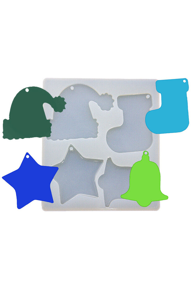 4-Piece Snow Motif Christmas Ornament Epoxy Mold Epk-773