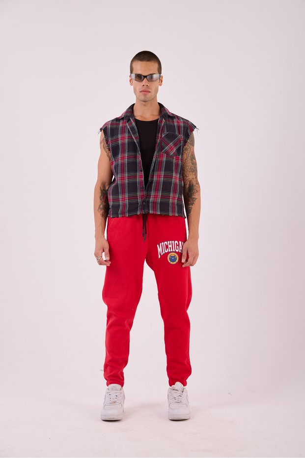 Men's Red Michigan Jogger Pants