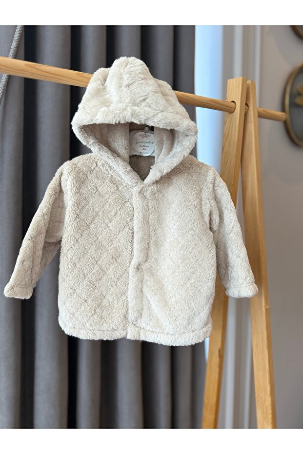 Babyaden Baklava Patterned Velsoft Hooded Girls & Boys Unisex Cardigan