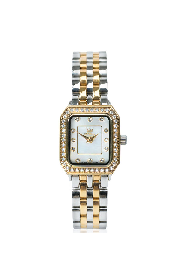 Women's 2TGP Stainless Steel Watch, White MOP Dial, Y121 Movement, Butterfly Clasp, 3ATM