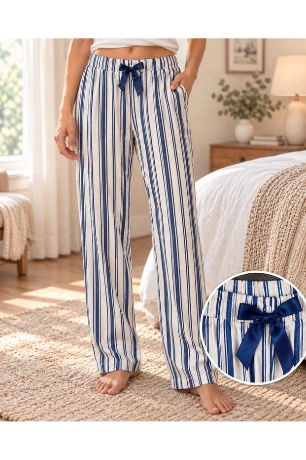 Women's Bamboo Pajama Bottoms Soft Textured Flexible Waist Relaxed Fit Home Wear and Sleep Pants