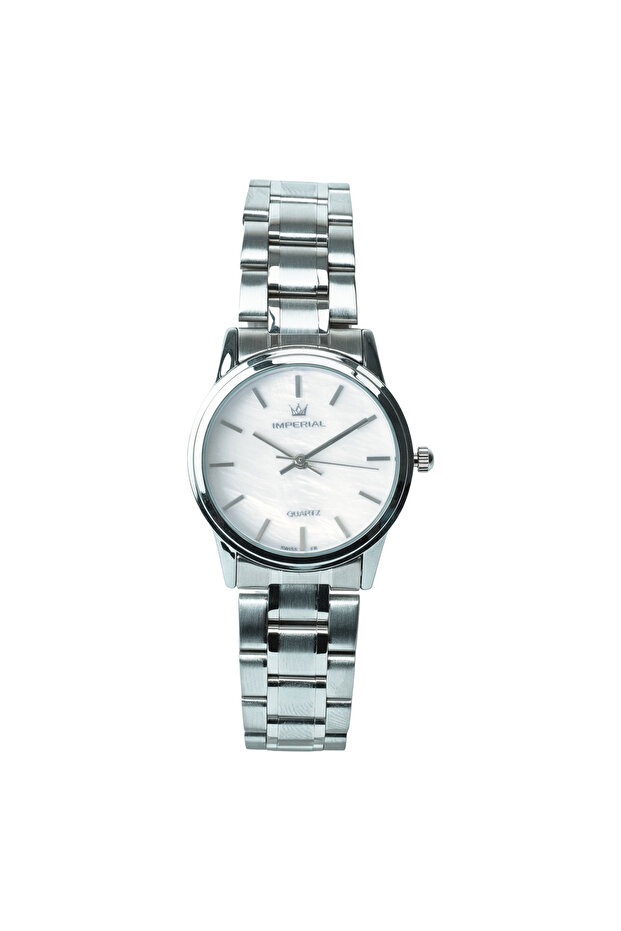 Men's Silver Stainless Steel Watch, White Dial, Y121 Movement, Butterfly Clasp, 3ATM