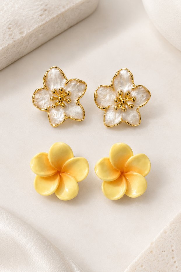 2-Piece Earring Set Lotus Earrings