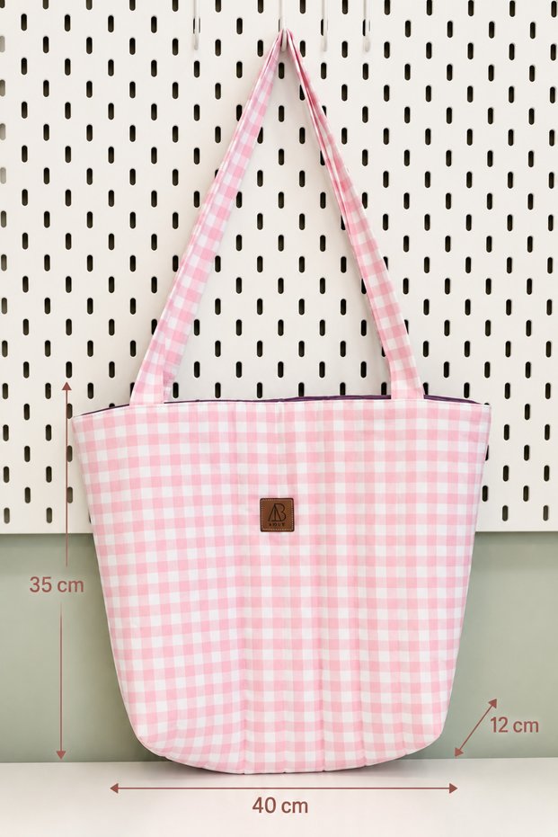 University Bag | Briefcase | Mother Baby Bag Pink Gingham Quilted