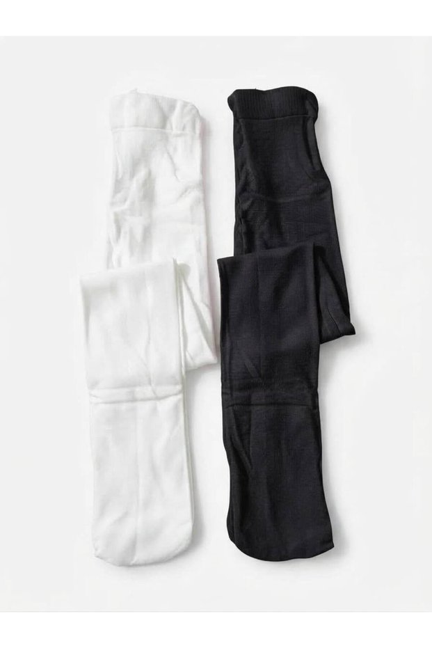 2-Pack Jacquard Knitwear Pantyhose White/Black