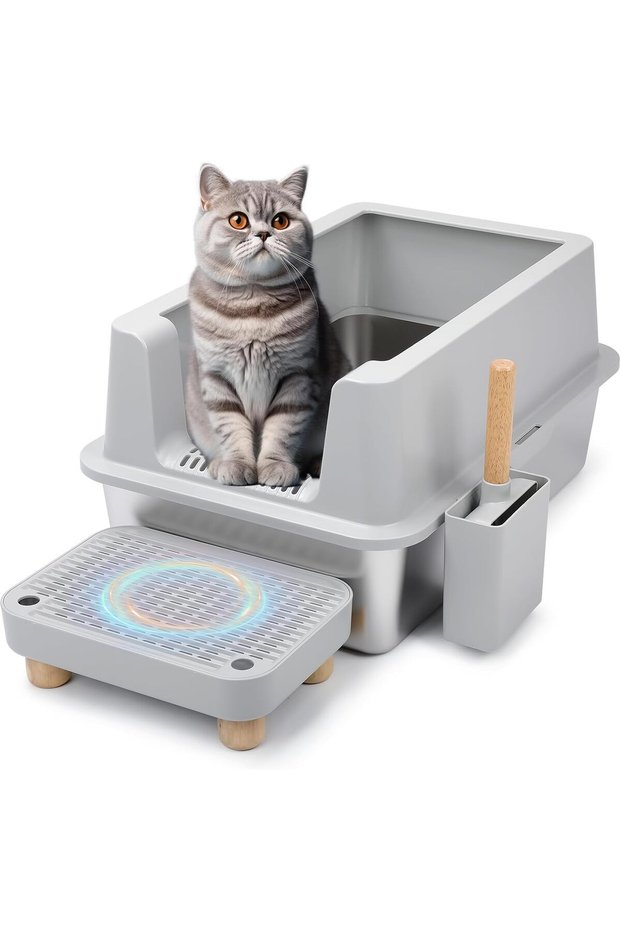 Stainless Steel Cat Litter Box XL Metal Cat Litter Box for Big Cats Litter Toilet High Enclo