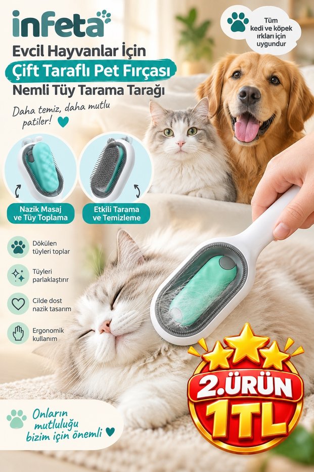Double Sided Cat Dog Hair Comb Wet and Dry Use Pet Brush