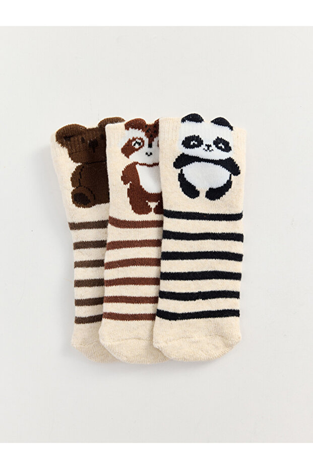 Esvab • Modern & Distinctive Animal Embroidered Baby Boy Socks 3-Piece Set