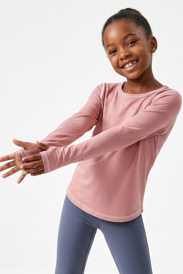 Fleepy Finger-Looped Karyoka Stitched Long Sleeve Girl's T-Shirt