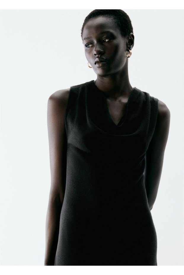Drape midi elbise