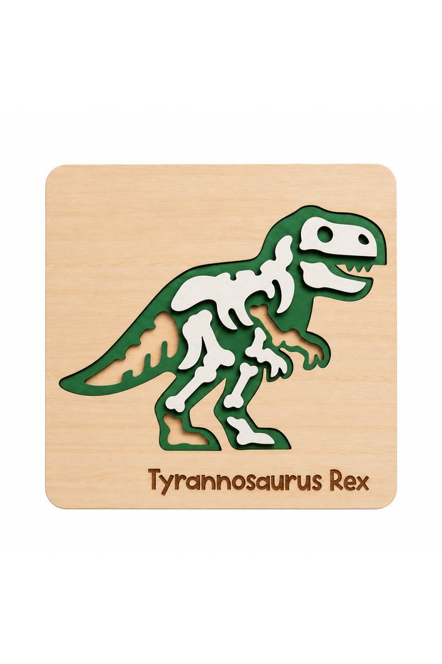 🦖 25X25 cm Wooden Dinosaur Puzzle Decor | Tyrannosaurus Rex Kids Room Wall Decor