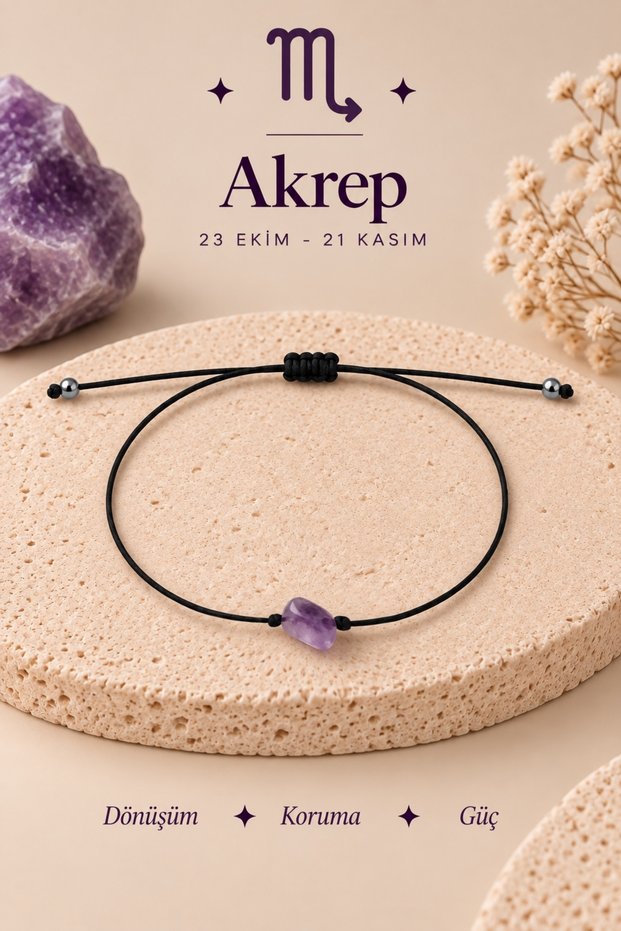Scorpio Zodiac Sign Natural Amethyst Stone Lucky Bracelet