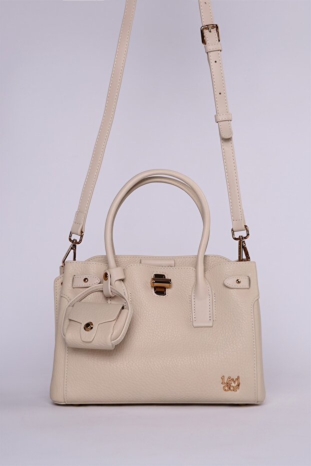 Cream mini wallet accessory leather hand and shoulder bag