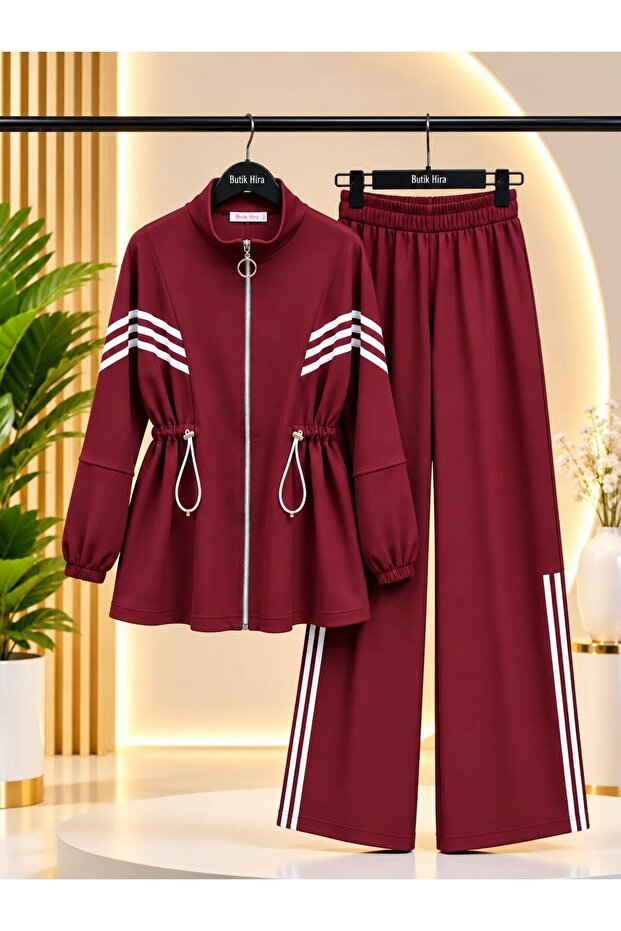 Women's Stripe Detailed Two-Piece Tracksuit Set