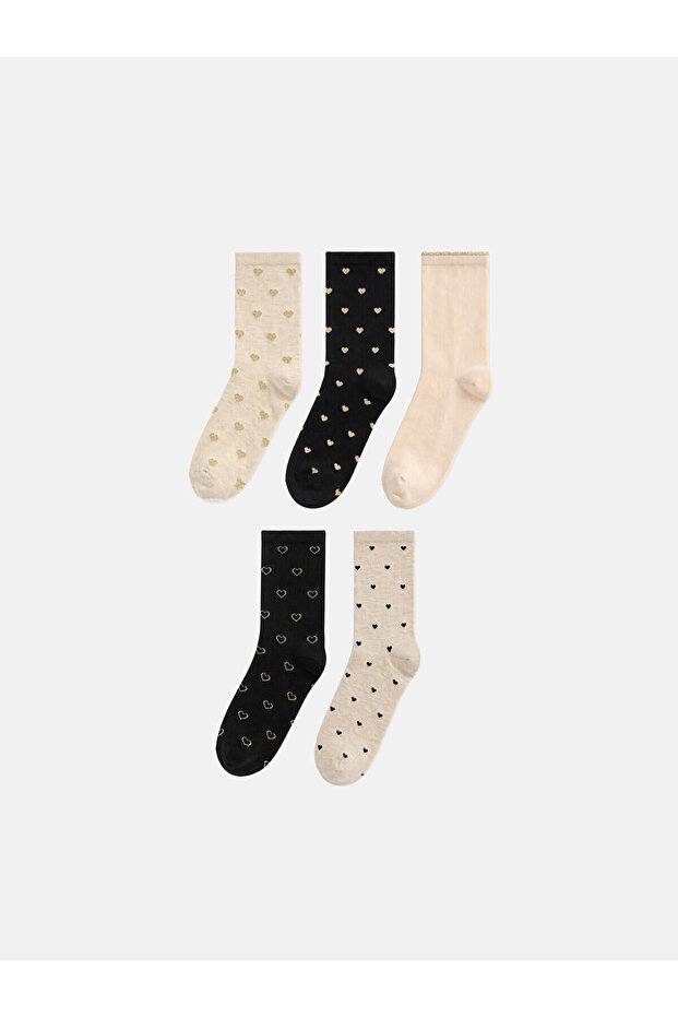 Alita City Lcw Dream Brown Patterned 5-Piece Pack Women's Socks with a Difference
