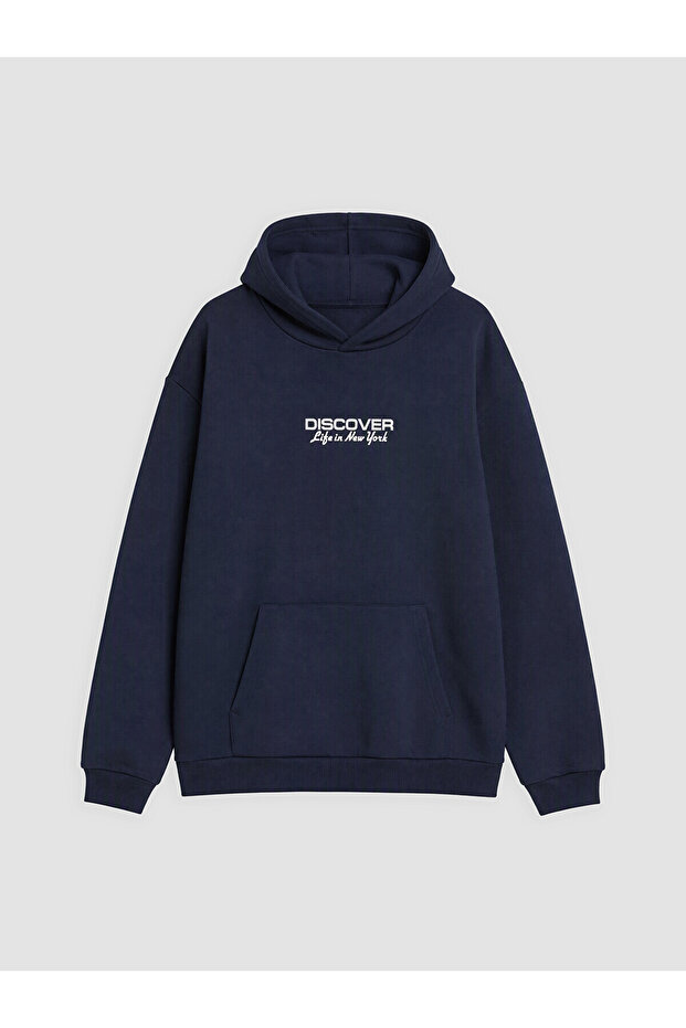 Two Mt Shop Quality Lcw Kids Navy Blue Hooded Printed Boys' Sweatshirt