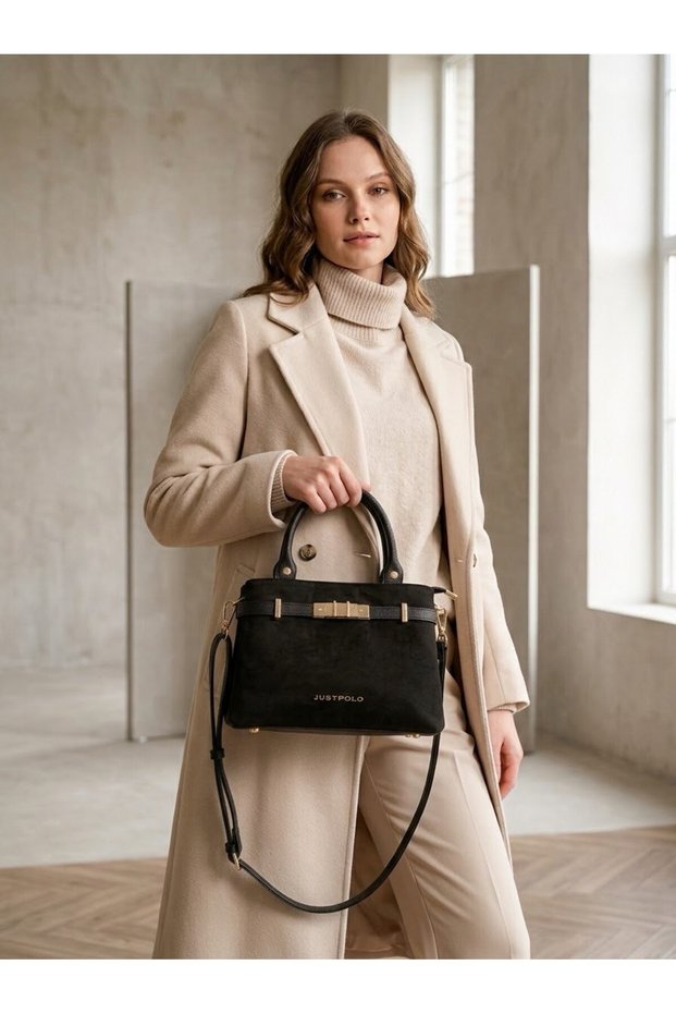 Original Women's New Season Suede Buckle Detailed Adjustable Strap Shoulder Bag Rc8026