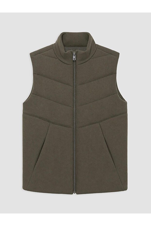 High Collar Quilted Patterned Boy's Vest (W6)