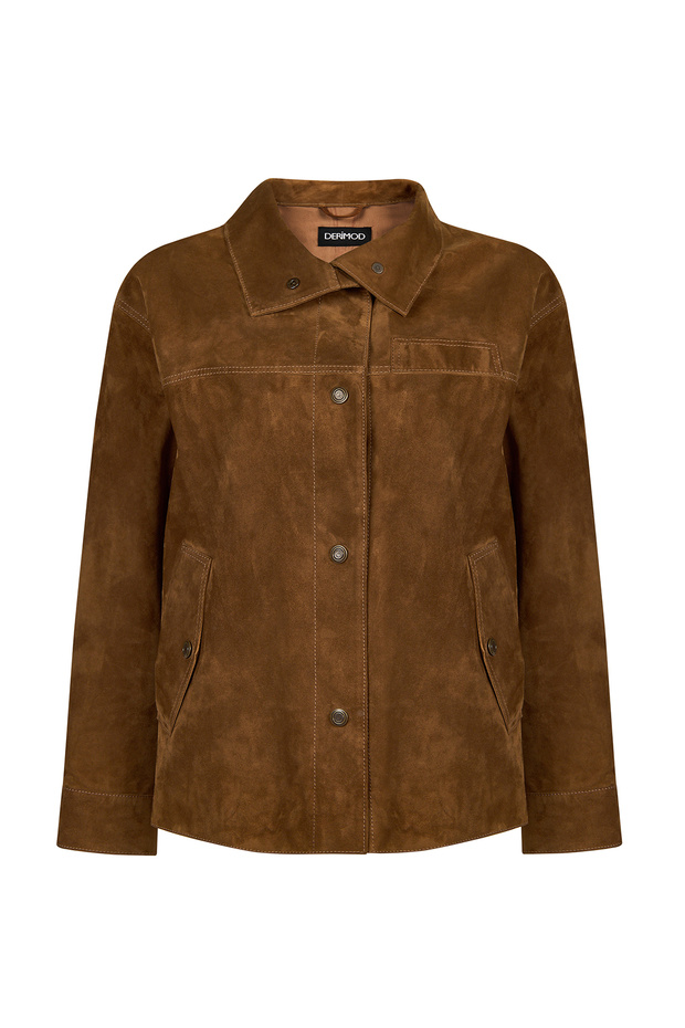Valencia Women's Camel A-Form Suede Leather Jacket 26Wgd570810