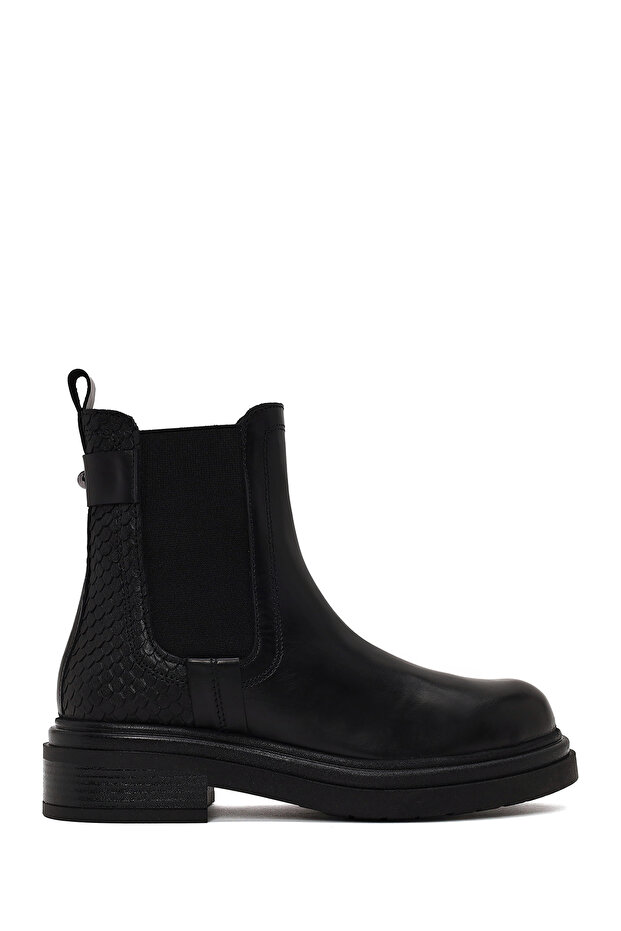 Women's Black Thick-Soled Leather Chelsea Boots Wf190051Dv