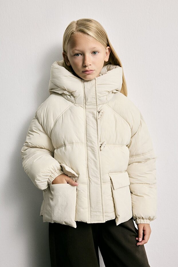 Shepherd Buttoned Hooded Puffer Coat Girl Child H2929A826Au