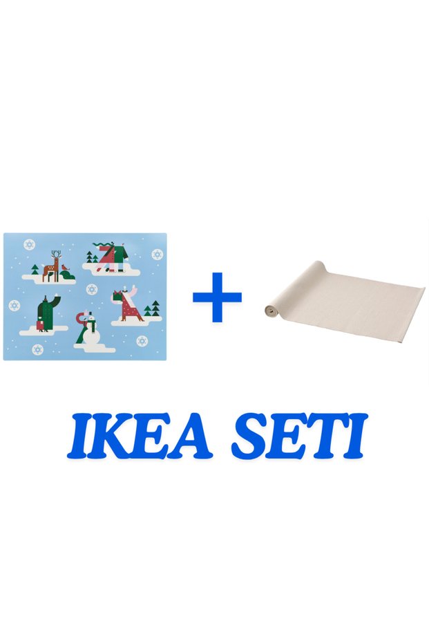 American Service and Runner Set Vinterfint American Service, Winter Season-Blue, 45X35 cm 1 Piece + Svartsenap Placemat, Natural, 35X130 cm