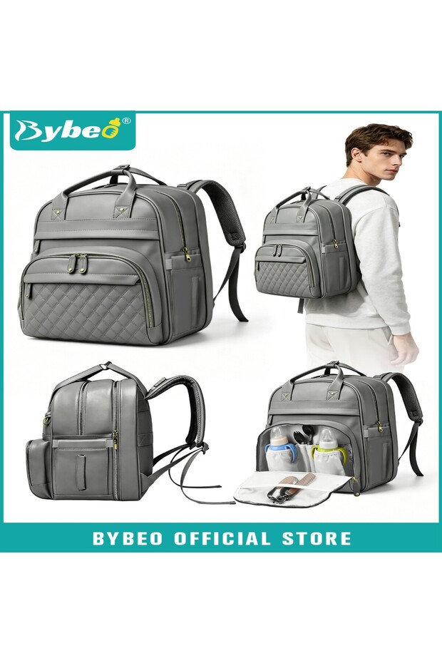 PU Diaper Bag Backpack, Multifunctional Maternity Bag, Baby Changing Bag with Insulated Pockets &USB Port, Waterproof Baby Travel Backpack Bag for Outdoor and Travel, Large Capacity