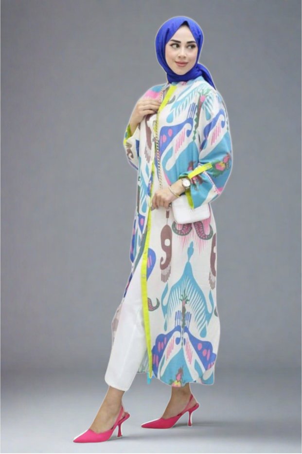 Printed shirt dress-Blue
