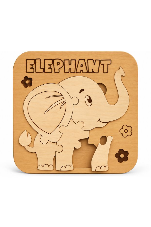 🐘 Montessori Wooden Elephant Puzzle 20X25 cm | Elephant Themed Wooden Puzzle | Puzzle for Children 🧩