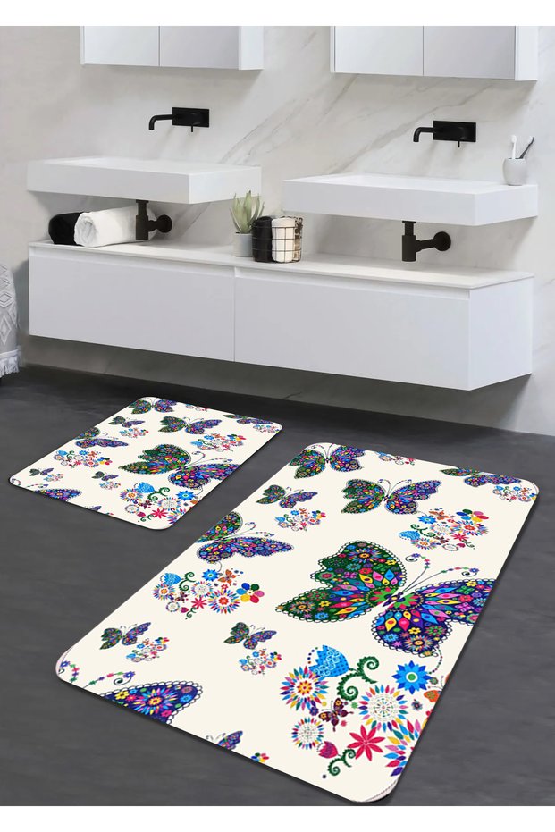 Luxury Spongy Digital Printed 2-Piece Bathroom Mat Set in 40X60-60X90 Sizes