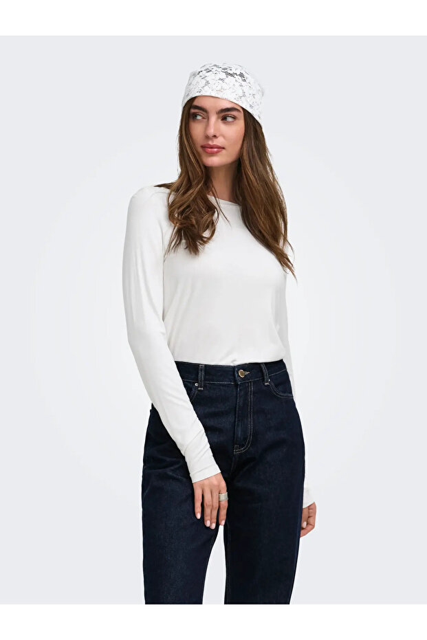 Onlbamboo Soft Textured Thin Blouse L/S O-Neck Top Jrs