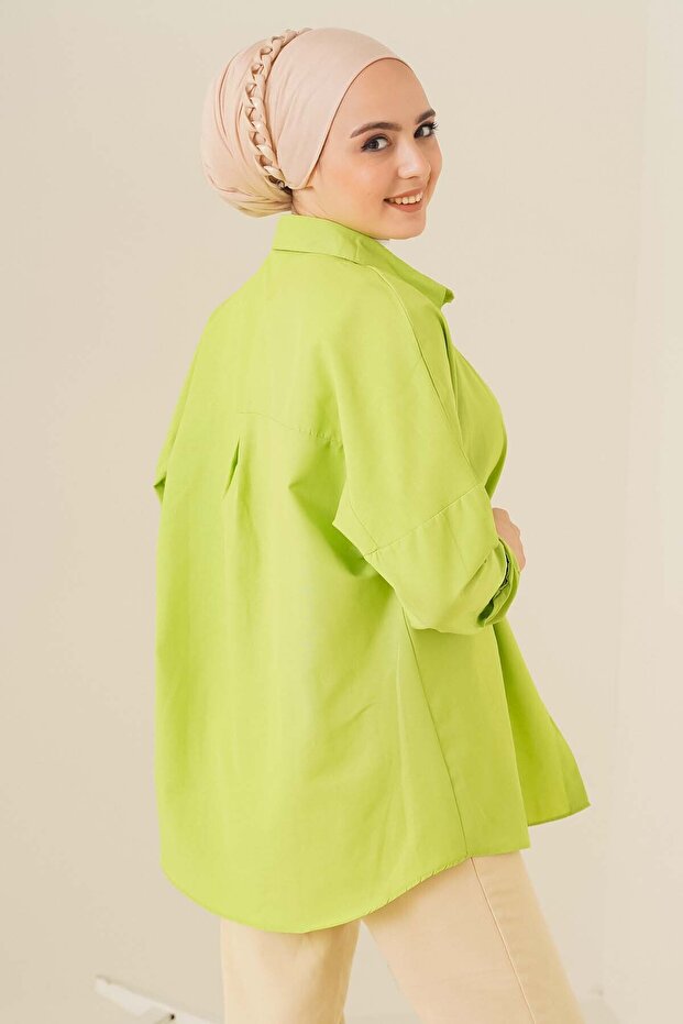 103901 Oversize Basic Hijab Shirt - Green