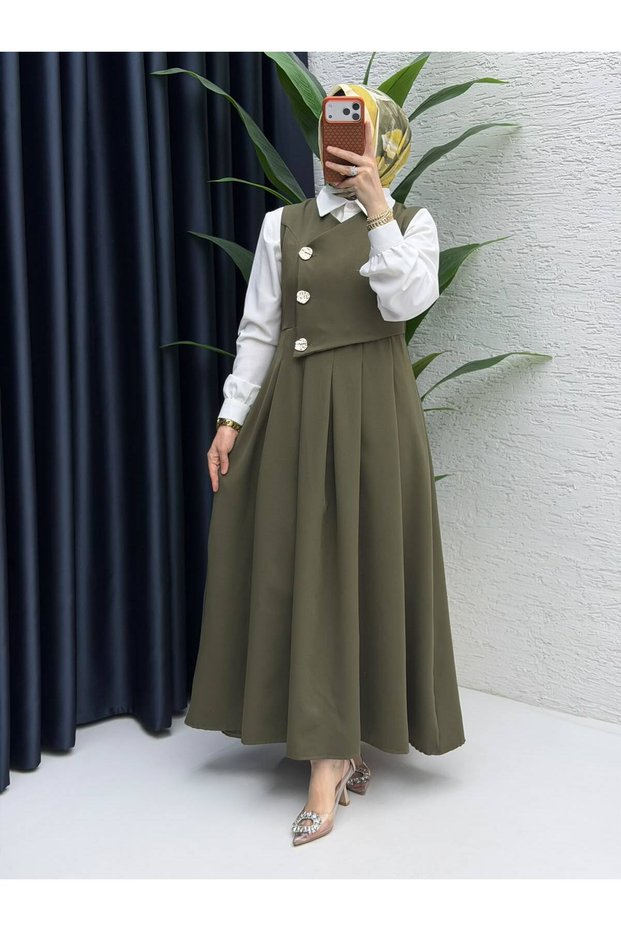 Women's Stylish Elegant Double Crepe Fabric Hijab Khaki Jile