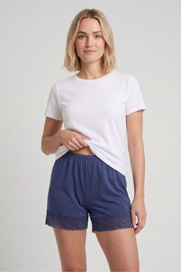 Women's Indigo Lace Detail Shorts