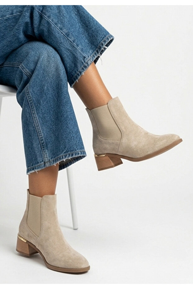 Women's Boots Beige Suede Stylish Gena