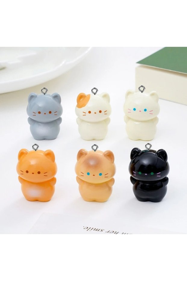 10pcs mix 10Pcs Cute Cartoon Siamese Cat Resin Charms 3D Animals Sweet Standing Kitten Pendant DIY f