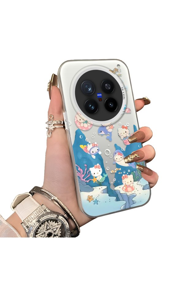 Vivo X200 Pro Compatible Submarine World Cartoon Cat Printed Phone Case Shock Absorption