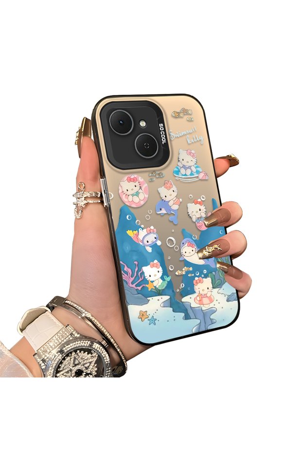 Tecno Spark 40C Compatible Submarine World Cartoon Cat Printed Phone Case Shock Absorption