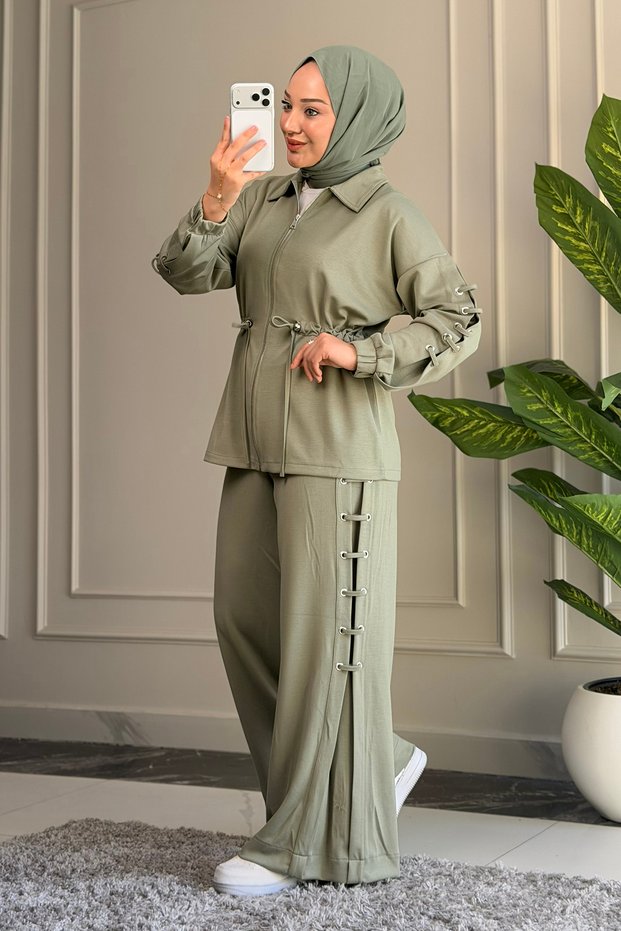 6690 - Stylish, Comfortable, Loose-Fitting Modal Fabric Women's Set with Eyelet Detail