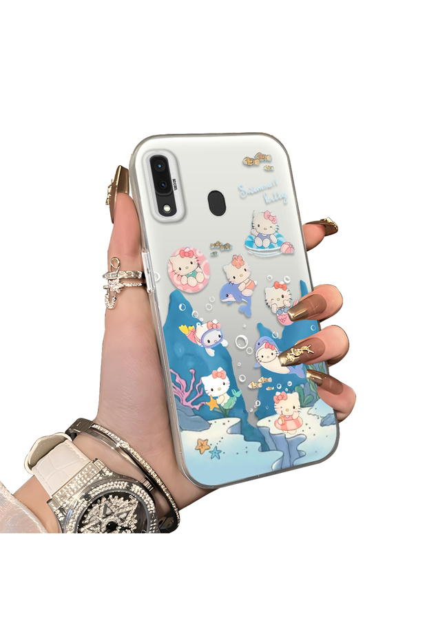 Samsung Galaxy A30/A20 Compatible Submarine World Cartoon Cat Printed Phone Case Shock Absorption