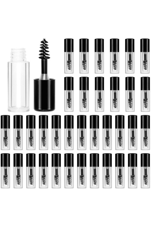 30 Pcs Empty Mascara Tubes with Wand 1.2ml Refillable Eyelash Brow Tint Tubes Mini Eyelashes Cream C