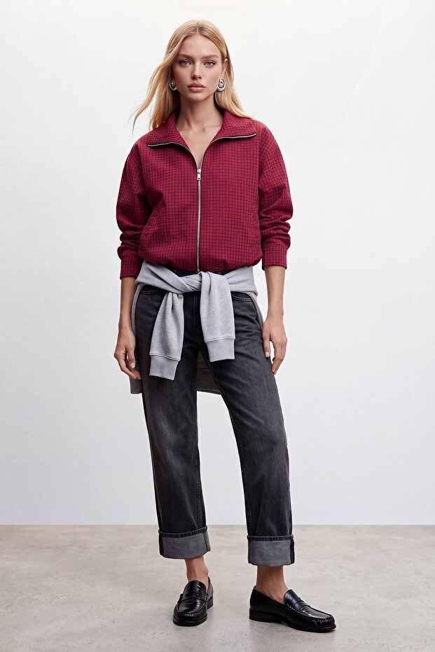 Black striped zipper jacket