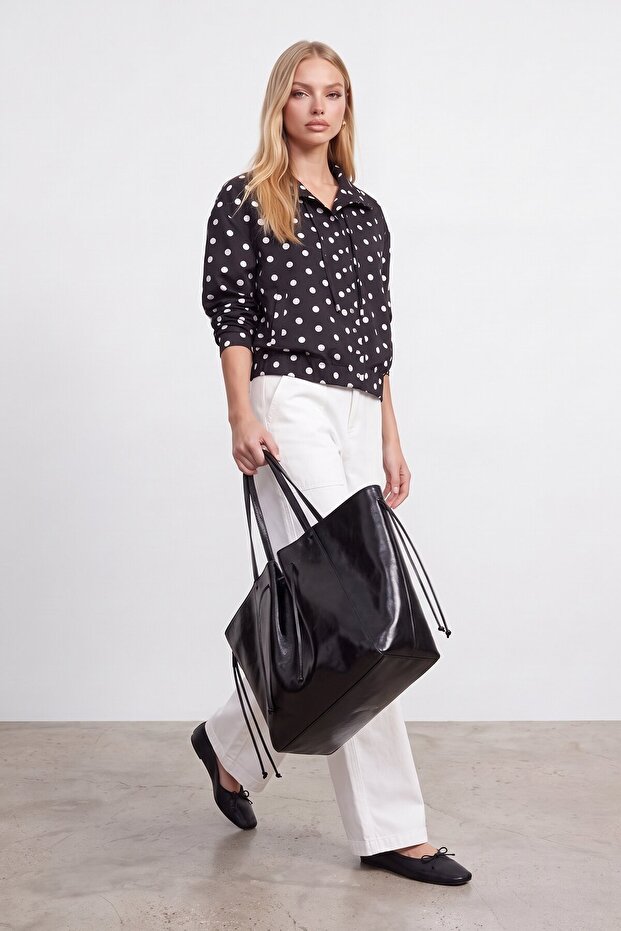 Polka dot elastic waist jacket