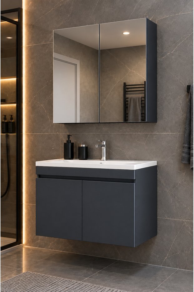 80cm anrtasit banyo dolabı