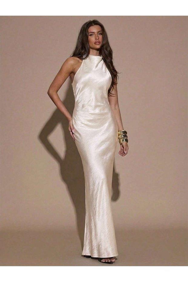 Rochie maxi, crem - M
