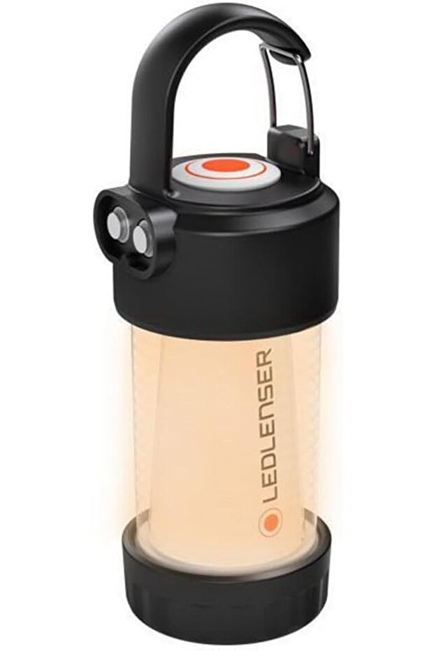 ML4 Warm Light LED lantern, rechargeable 14500 battery, 300 lumens, glare-free (patented), up to 40h runtime, red light, 1xAA useable with batteries, carabiner, Outdoor, Camping