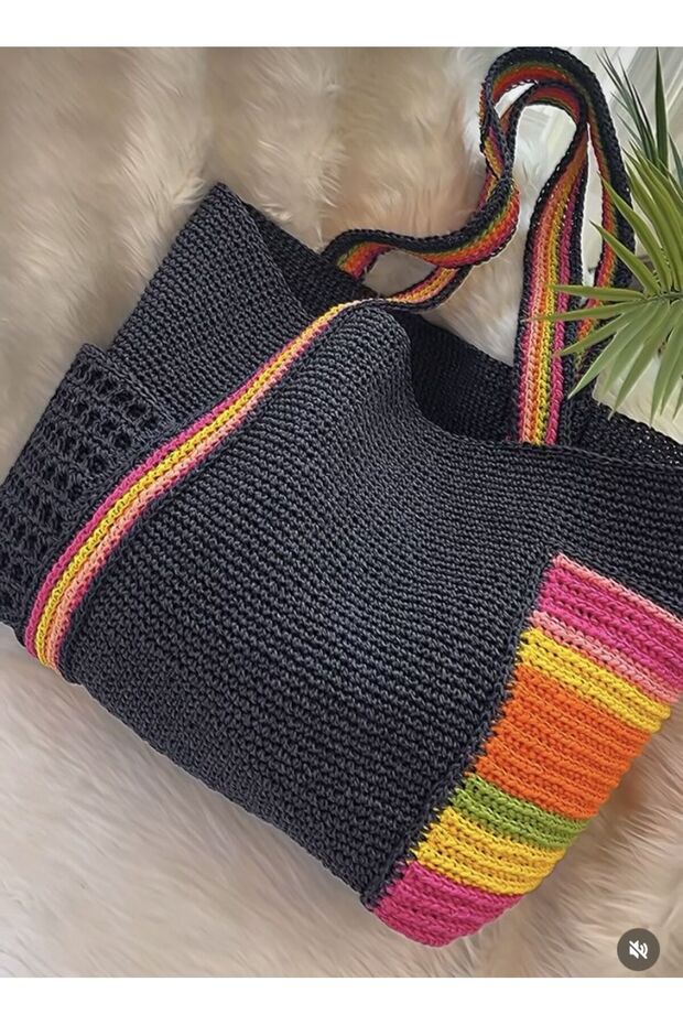 Paper Strap Colorful Straw Shoulder Beach Bag