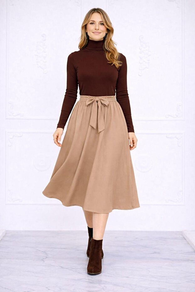 Women's Belt-Detail Woven Skirt